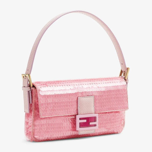 Fendi BAGUETTE 1997 Pink Satin Bag With Sequins product photo – Pods & Beats