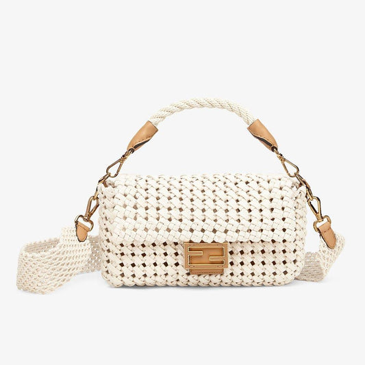 Fendi BAGUETTE Beige Canvas Interlace Bag product photo – Pods & Beats