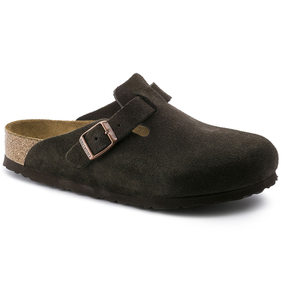 Birkenstock Boston Soft Footbed Mocha — angled view